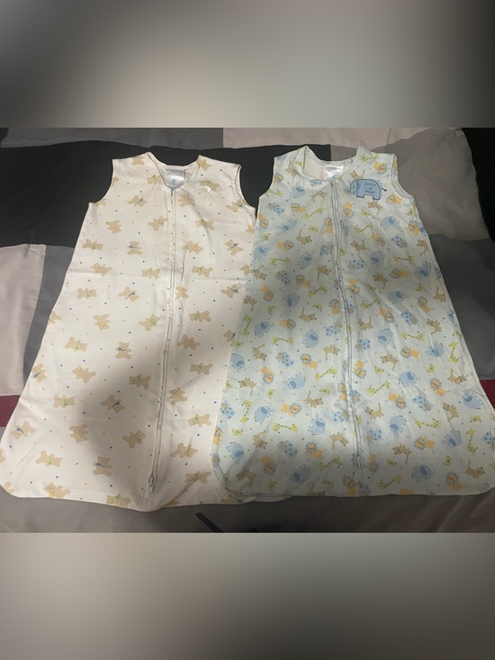 Halo Other - Halo Sleeveless Sleep Sacks - Cream and Light Blue Animal Prints
